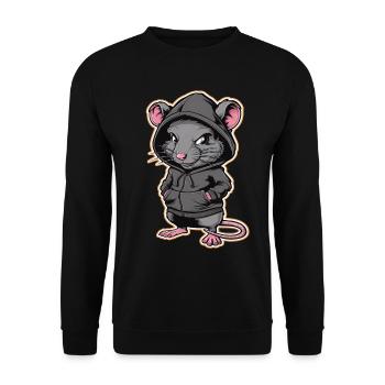 Cool Rat in a Stylish Hoodie - Funny Animals - Unisex Sweatshirt - black - Front - Alina (178cm) & Michal (187cm)