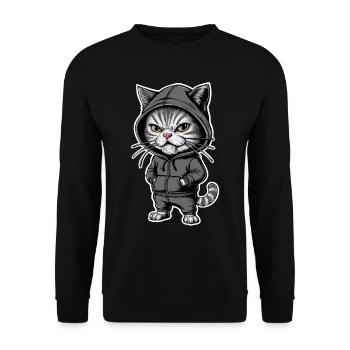 Annoyed Angry Cat in Stylish Hoodie - Unisex Sweatshirt - black - Front - Alina (178cm) & Michal (187cm)