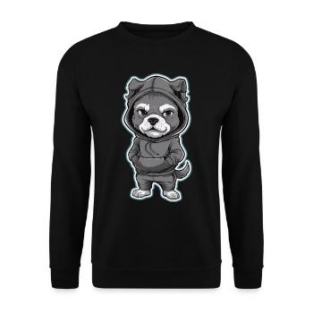 Cool dog in stylish hoodie - Unisex Sweatshirt - black - Front - Alina (178cm) & Michal (187cm)