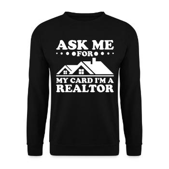 Agent immobilier Courtier immobilier Agent immobilier Agent immobilier - Sweat-shirt Unisexe - noir - Devant - Alina (178cm) & Michal (187cm)