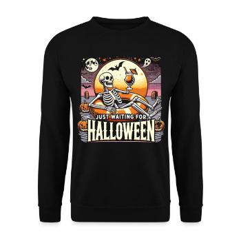 Drôle de squelette attendant halloween T-Shirt - Sweat-shirt Unisexe - noir - Devant - Alina (178cm) & Michal (187cm)