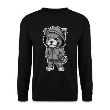 Cool dog in stylish hoodie - Unisex Sweatshirt - black - Front - Alina (178cm) & Michal (187cm)