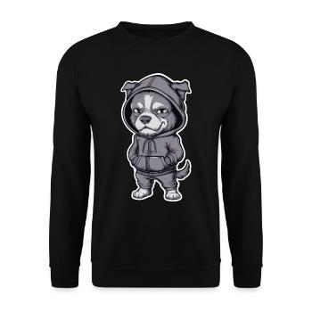 Cool dog in stylish hoodie - Unisex Sweatshirt - black - Front - Alina (178cm) & Michal (187cm)