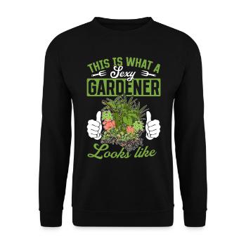 This is what a sexy gardener looks like - Hobby Ga - Unisex Sweatshirt - black - Front - Alina (178cm) & Michal (187cm)