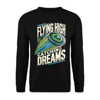 Flying High Catching Dreams - Ultimate Frisbee Tee - Unisex Sweatshirt - black - Front - Alina (178cm) & Michal (187cm)