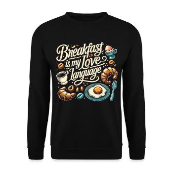 Frühstücksfreude: Breakfast is my Love Language - Unisex Sweatshirt - black - Front - Alina (178cm) & Michal (187cm)