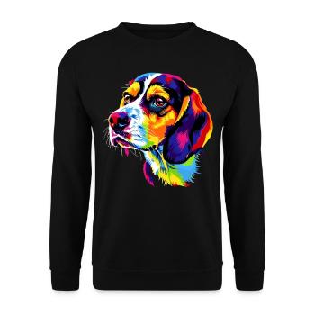 Beagle Welpe Popart Süßer Hund Bunte Farben Beagle - Unisex Pullover - Schwarz - Vorne - Alina (178cm) & Michal (187cm)