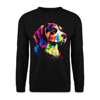 Beagle Welpe Popart Süßer Hund Bunte Farben Beagle - Unisex Pullover - Schwarz - Vorne - Alina (178cm) & Michal (187cm)