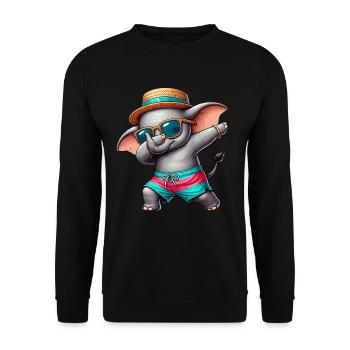 Elefant, Dabbing, Sommer, Strand Sommerurlaub - Unisex Pullover - Schwarz - Vorne - Alina (178cm) & Michal (187cm)