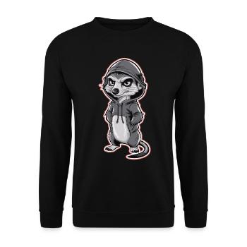 Cool meerkat in stylish hoodie - Unisex Sweatshirt - black - Front - Alina (178cm) & Michal (187cm)