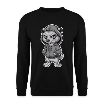 Cool meerkat in stylish hoodie - Unisex Sweatshirt - black - Front - Alina (178cm) & Michal (187cm)