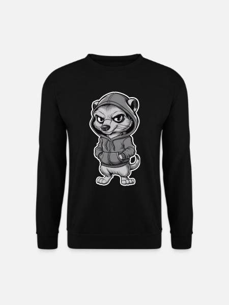 Cooles Erdmännchen im stylischen Hoodie - Unisex Pullover - Schwarz