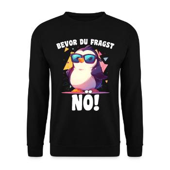 Before you ask: Nope! Penguin Motif Sunglasses - Unisex Sweatshirt - black - Front - Alina (178cm) & Michal (187cm)