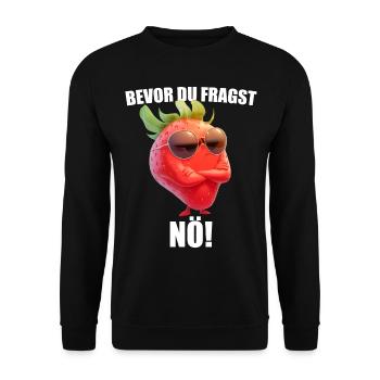 Bevor Du Fragst Nö! Erdbeere Sonnenbrille Lustig - Unisex Pullover - Schwarz - Vorne - Alina (178cm) & Michal (187cm)