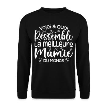 Cadeau Meilleure Mamie du Monde Cadeau Super Mamie - Sweat-shirt Unisexe - noir - Devant - Alina (178cm) & Michal (187cm)