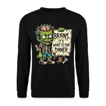 T-shirt drôle d’Halloween avec motif de dîner de zombie - Sweat-shirt Unisexe - noir - Devant - Alina (178cm) & Michal (187cm)