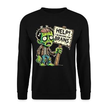 Funny Men's Zombie T-Shirt for Halloween - Unisex Sweatshirt - black - Front - Alina (178cm) & Michal (187cm)