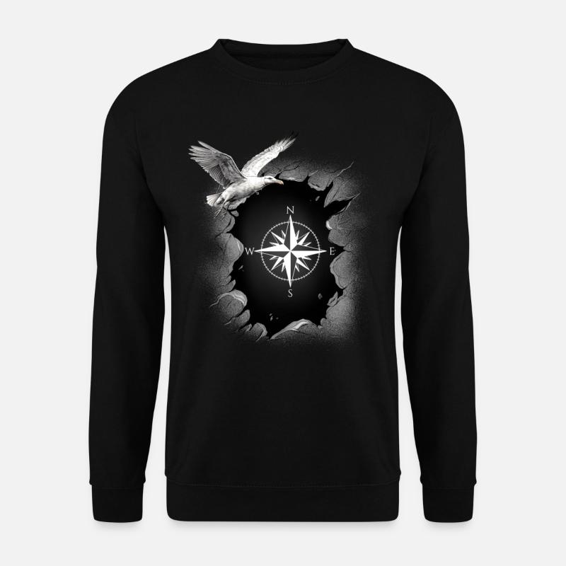 maritim Möwe Kompass Möwen Windrose - Unisex Pullover - Schwarz
