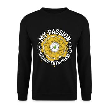 Nacho Enthusiast My Passion My Nachos Food Lover - Unisex Sweatshirt - black - Front - Alina (178cm) & Michal (187cm)