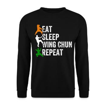 Manger Dormir Wing Chun Répéter - Wing Chun Drôle - Sweat-shirt Unisexe - noir - Devant - Alina (178cm) & Michal (187cm)