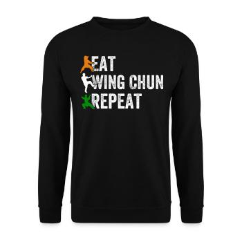 Manger Wing Chun Repeat - Wing Chun drôle - Sweat-shirt Unisexe - noir - Devant - Alina (178cm) & Michal (187cm)