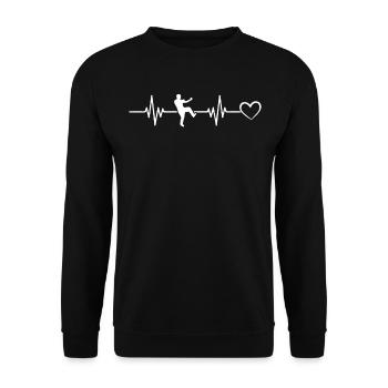 Wing Chun Battement de cœur Battement de cœur Combattant de Wing Chun - Sweat-shirt Unisexe - noir - Devant - Alina (178cm) & Michal (187cm)