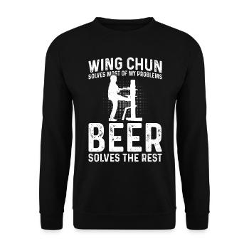 Wing Chun solves most of my problems, beer solves - Unisex Sweatshirt - black - Front - Alina (178cm) & Michal (187cm)