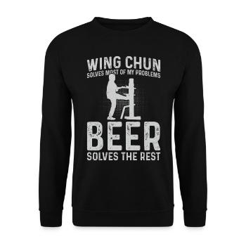 Wing Chun solves most of my problems, beer solves - Unisex Sweatshirt - black - Front - Alina (178cm) & Michal (187cm)