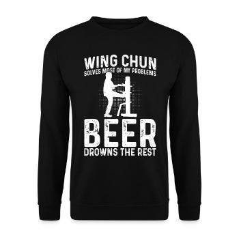 Wing Chun solves most of my problems, beer drowns - Unisex Sweatshirt - black - Front - Alina (178cm) & Michal (187cm)