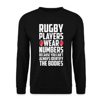Rugby Geschenk Rugbyspieler Rugby Coach - Unisex Pullover - Schwarz - Vorne - Alina (178cm) & Michal (187cm)
