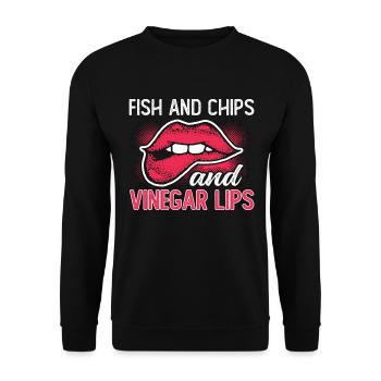 Fish And Chips And Vinegar Lips British Delicacy - Unisex Sweatshirt - black - Front - Alina (178cm) & Michal (187cm)