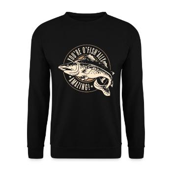 Fish And Chips You're O'fish'ally British Cuisine - Unisex Pullover - Schwarz - Vorne - Alina (178cm) & Michal (187cm)