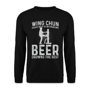 Wing Chun solves most of my problems, beer drowns - Unisex Sweatshirt - black - Front - Alina (178cm) & Michal (187cm)