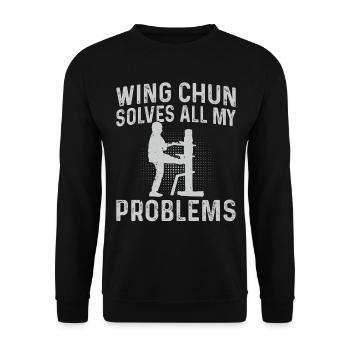 Wing Chun solves all my problems - Wing Chun Marti - Unisex Sweatshirt - black - Front - Alina (178cm) & Michal (187cm)