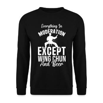 Tout avec modération sauf le Wing Chun et la bière - Sweat-shirt Unisexe - noir - Devant - Alina (178cm) & Michal (187cm)