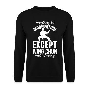 Tout avec modération sauf le Wing Chun et les whis - Sweat-shirt Unisexe - noir - Devant - Alina (178cm) & Michal (187cm)