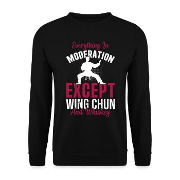 Tout avec modération sauf le Wing Chun et les whis - Sweat-shirt Unisexe - noir - Devant - Alina (178cm) & Michal (187cm)