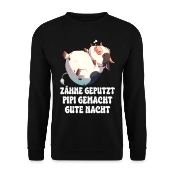 Teeth Brushed Good Night Sleep Shirt Cute Cow - Unisex Sweatshirt - black - Front - Alina (178cm) & Michal (187cm)