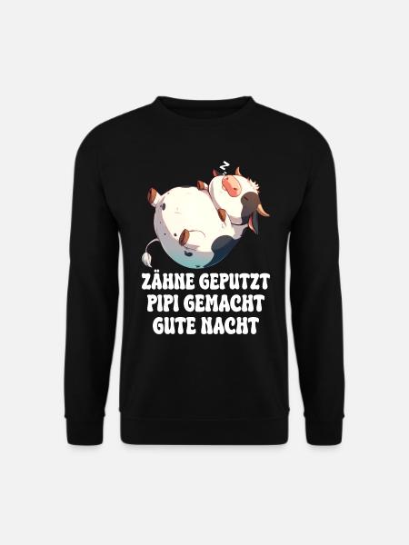 Zähne Geputz Gute Nacht Schlafshirt Süße Kuh - Unisex Pullover - Schwarz