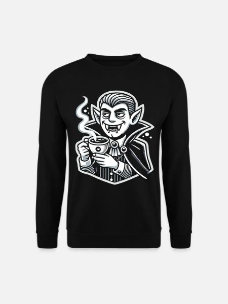 Vampir Kaffeepause: Lustiges Halloween T-Shirt - Unisex Pullover - Schwarz