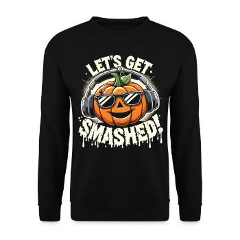 Lustiger Halloween Kürbis - Let’s Get Smashed - Unisex Pullover - Schwarz - Vorne - Alina (178cm) & Michal (187cm)