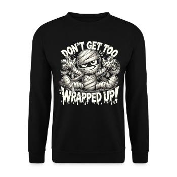 Eingewickelte Mumie Halloween Shirt - Unisex Pullover - Schwarz - Vorne - Alina (178cm) & Michal (187cm)