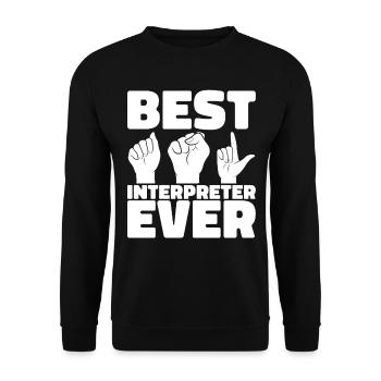 Professeur d’ASL Langue des signes américaine - Sweat-shirt Unisexe - noir - Devant - Alina (178cm) & Michal (187cm)