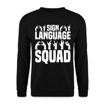 Professeur d’ASL Langue des signes américaine - Sweat-shirt Unisexe - noir - Devant - Alina (178cm) & Michal (187cm)