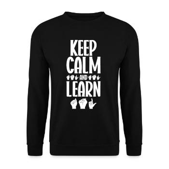 Professeur d’ASL Langue des signes américaine - Sweat-shirt Unisexe - noir - Devant - Alina (178cm) & Michal (187cm)