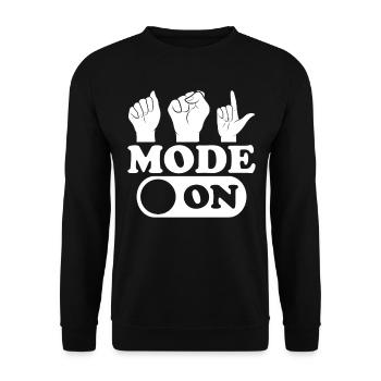 Professeur d’ASL Langue des signes américaine - Sweat-shirt Unisexe - noir - Devant - Alina (178cm) & Michal (187cm)
