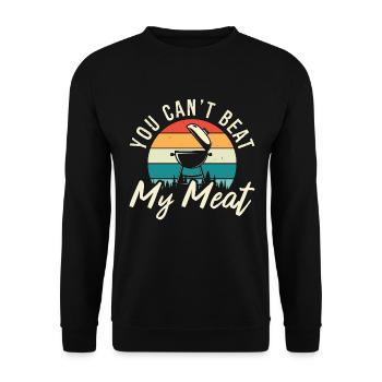 Pulled Pork BBQ You Can't Beat My Grilled Meat - Unisex Pullover - Schwarz - Vorne - Alina (178cm) & Michal (187cm)