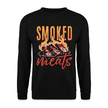 Pulled Pork BBQ Smoked Meats Grilled Meat Lover - Unisex Sweatshirt - black - Front - Alina (178cm) & Michal (187cm)