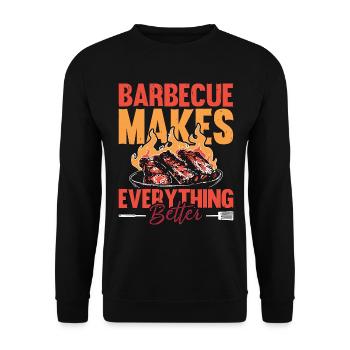 Le barbecue barbecue de porc effiloché rend la viande grillée amateur - Sweat-shirt Unisexe - noir - Devant - Alina (178cm) & Michal (187cm)