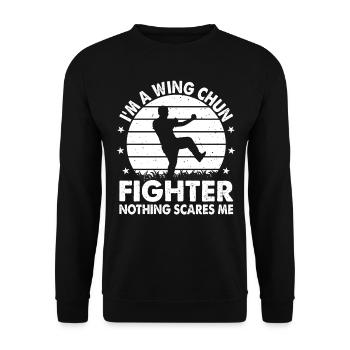 I'm a Wing Chun Fighter nothing scares me - Wing C - Unisex Sweatshirt - black - Front - Alina (178cm) & Michal (187cm)